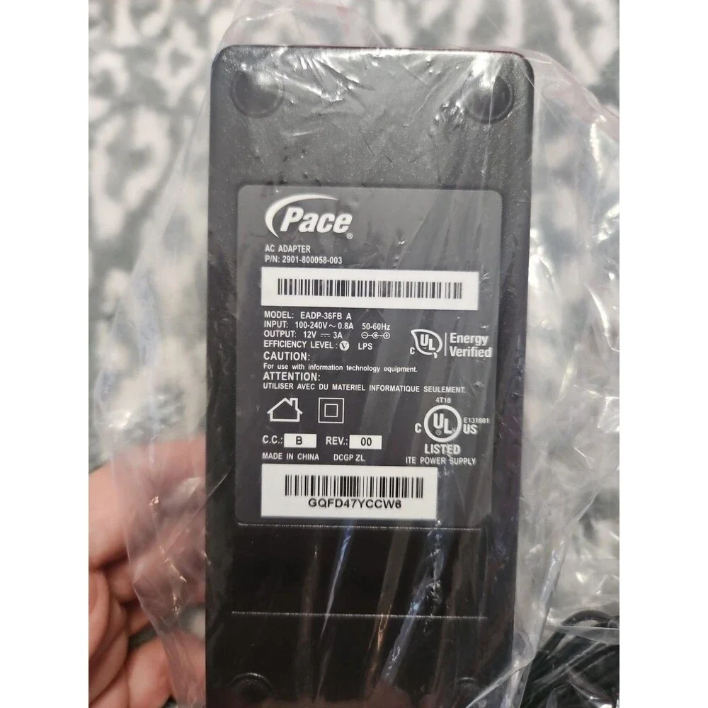 Pace EADP-36FB AC Adapter ITE Power Supply Output 12V 3A Transformer Adaptor New